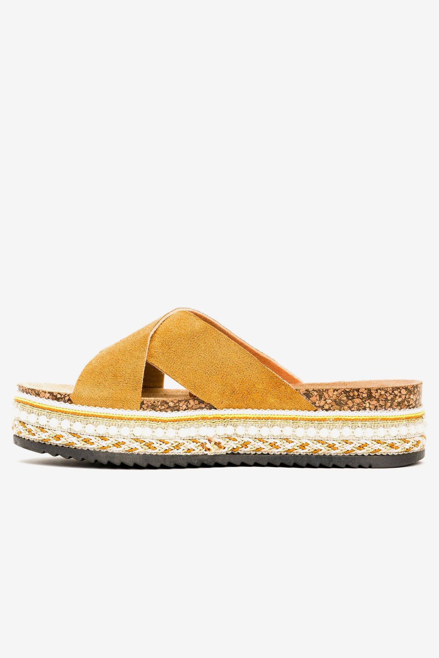Sandalia Mujer Camel Ambar Chancleta Chancleta